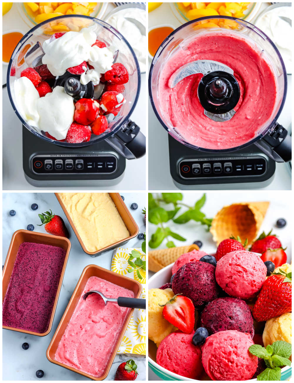A picture collage of how to make this Homemade Frozen Yogurt recipe.