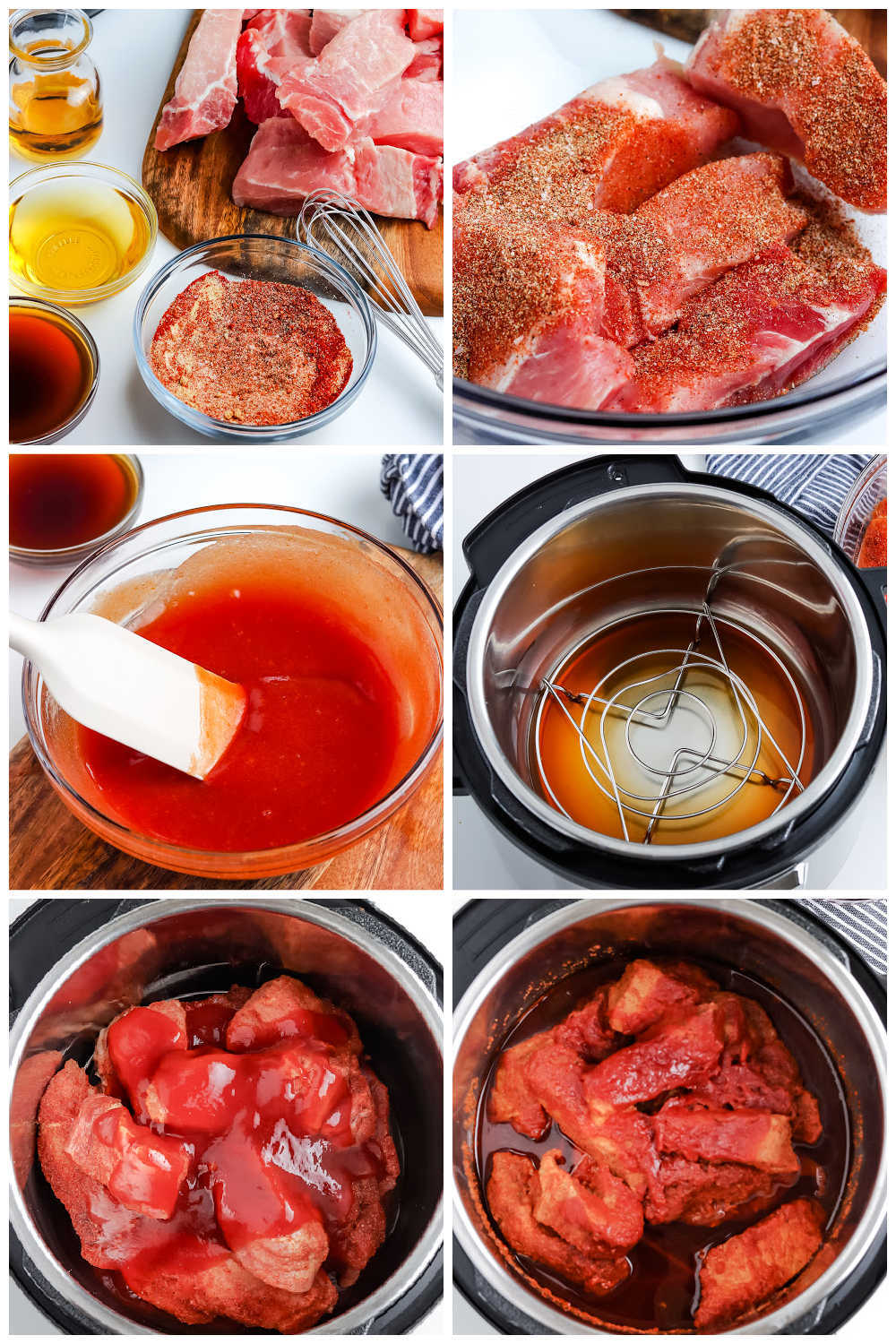 A picture collage of how to make Instant Pot Country Style Ribs.