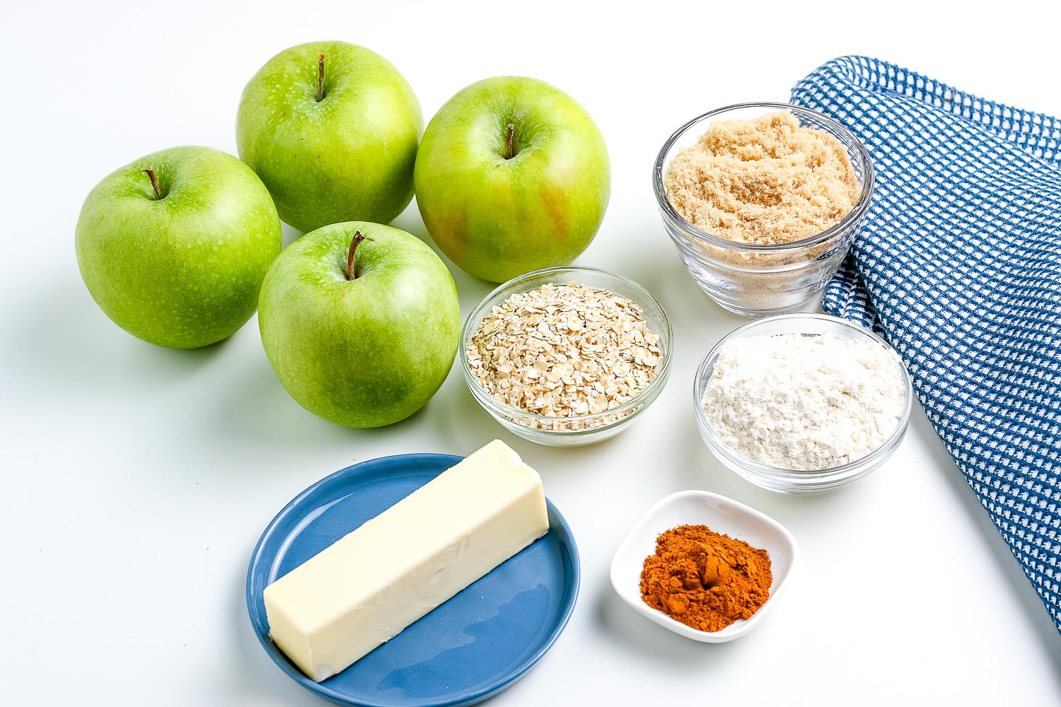 All of the ingredients needed to make this apple crisp recipe.