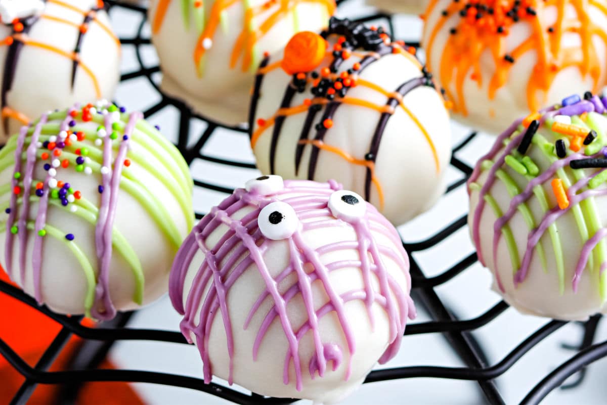 Hallowen Truffles on a serving tray. 
