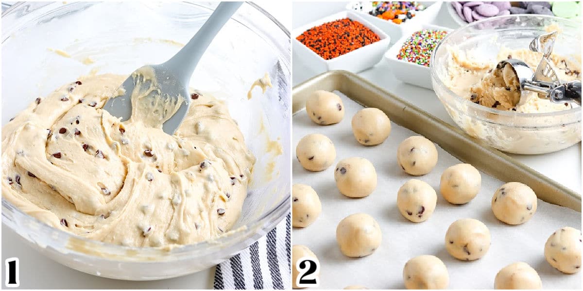 Mix together the cookie dough and roll into balls.