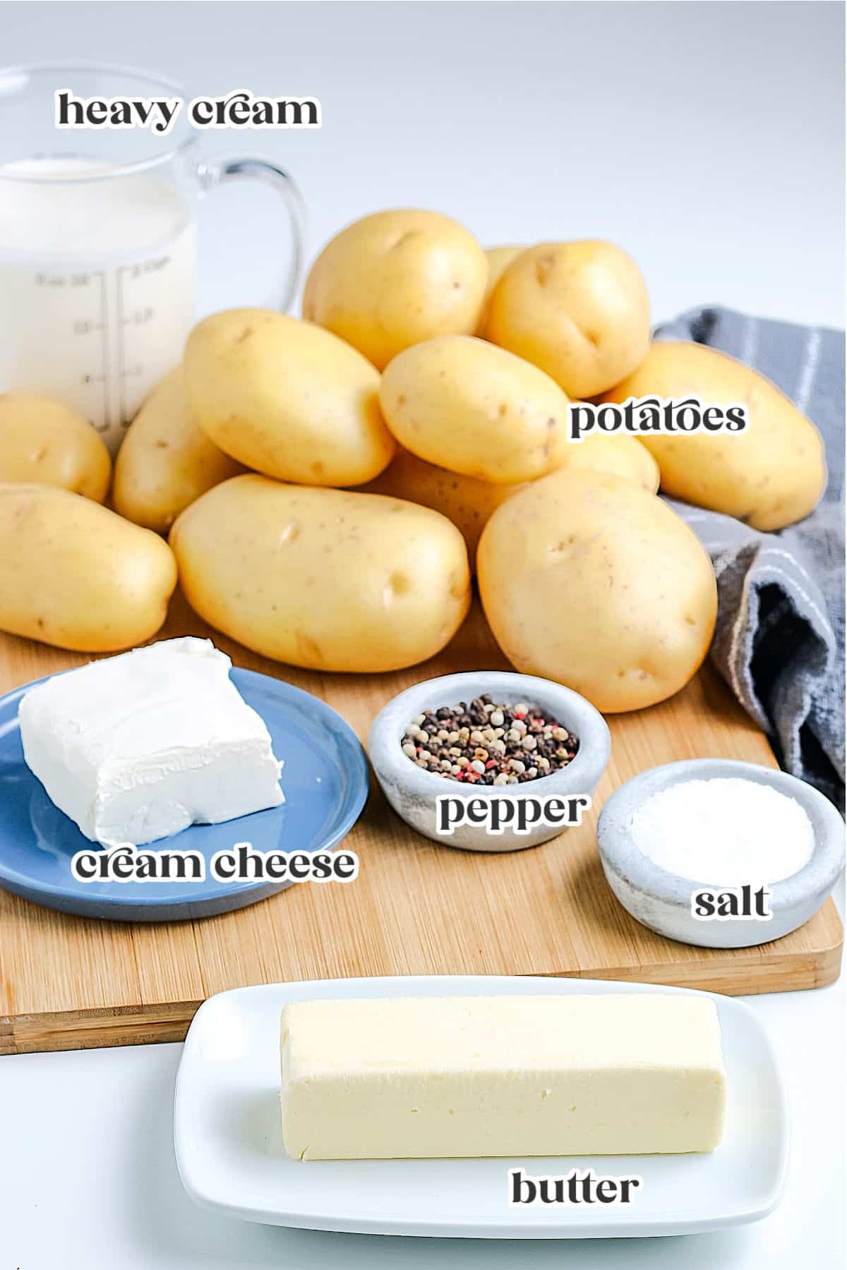 ingredients for making mashed potatoes
