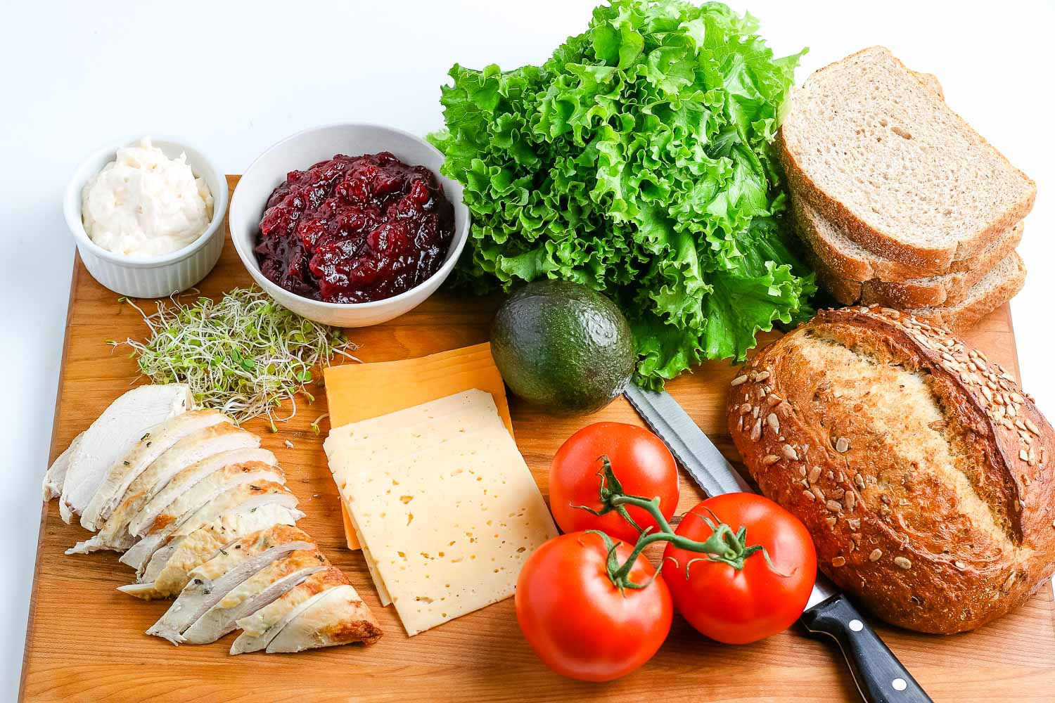 All of the ingredients needed to make this Leftover Turkey Sandwich recipe.