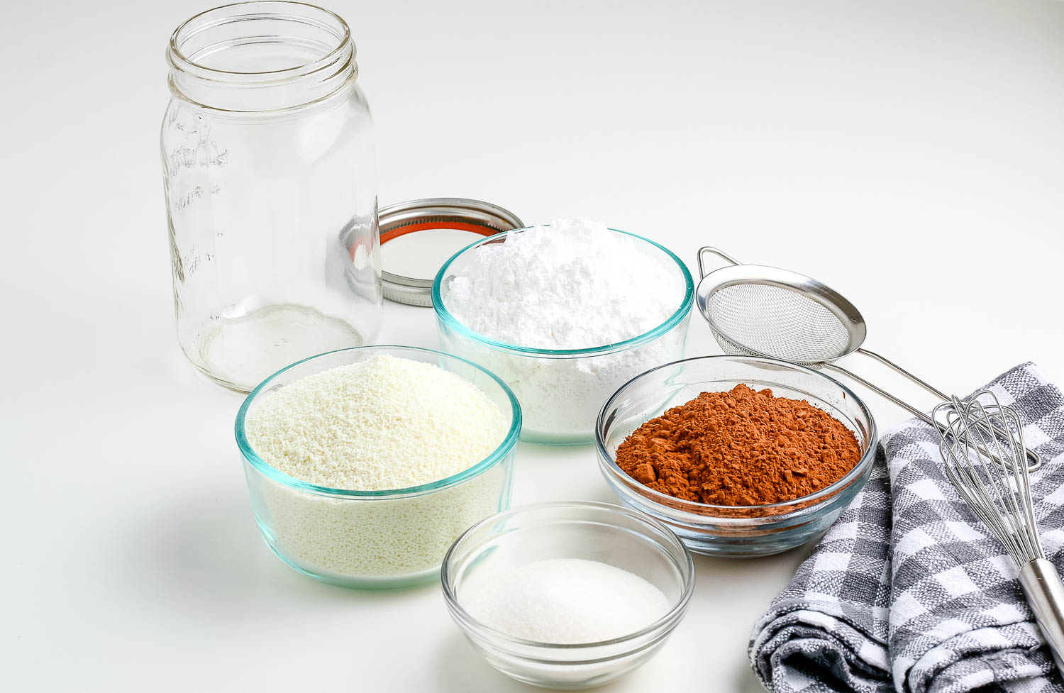 All of the ingredients needed to make this Homemade Hot Chocolate Mix recipe.