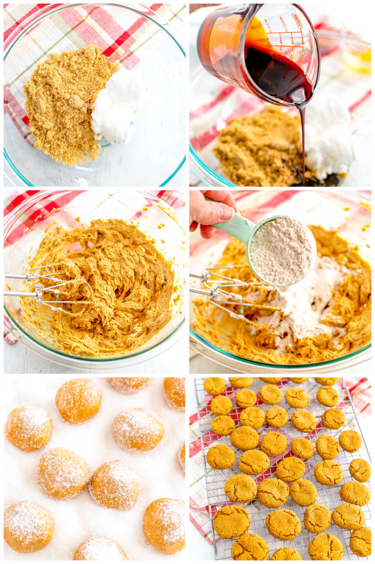 A picture collage showing How to Make Gingersnap Cookies.
