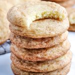 Easy Snickerdoodle Cookies stacked on top of each other.