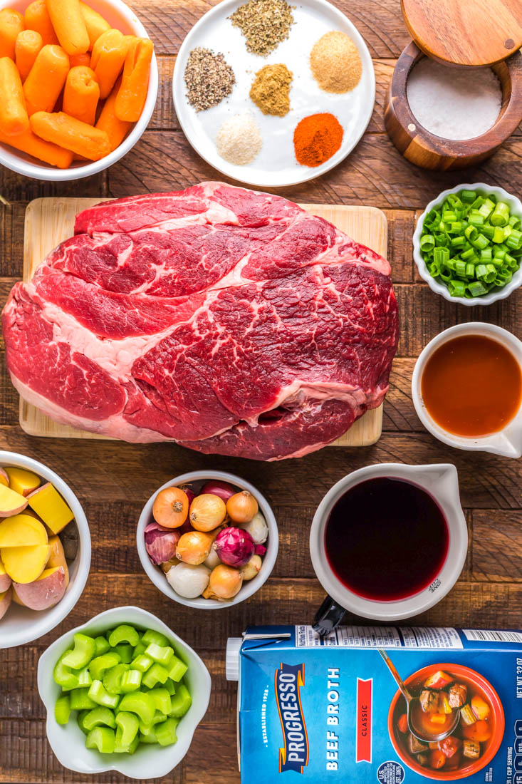 An overhead picture of all of the ingredients needed to make this recipe.