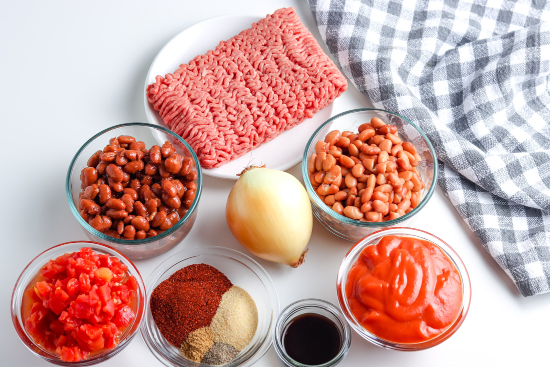 An overhead picture of all of the ingredients needed to make this recipe.