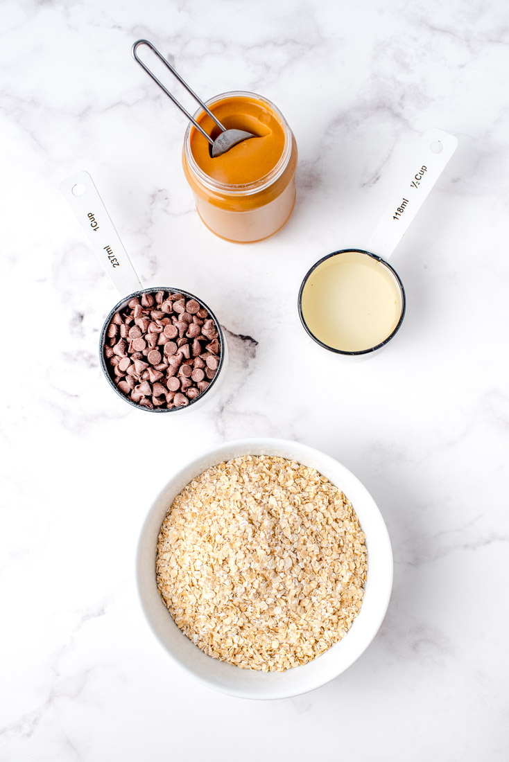 An overhead picture of the four ingredients needed to make this recipe.
