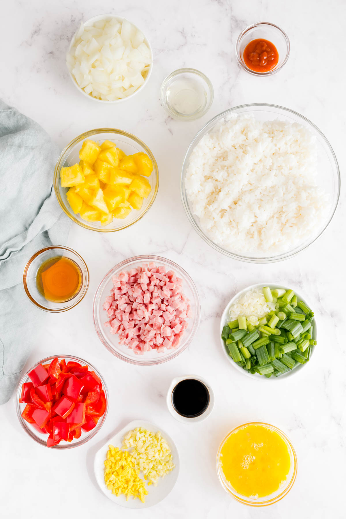 An overhead picture of all of the ingredients needed to make this recipe.