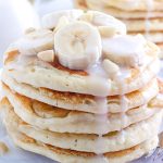 A close up picture of a stack of this Banana Pancake recipe.