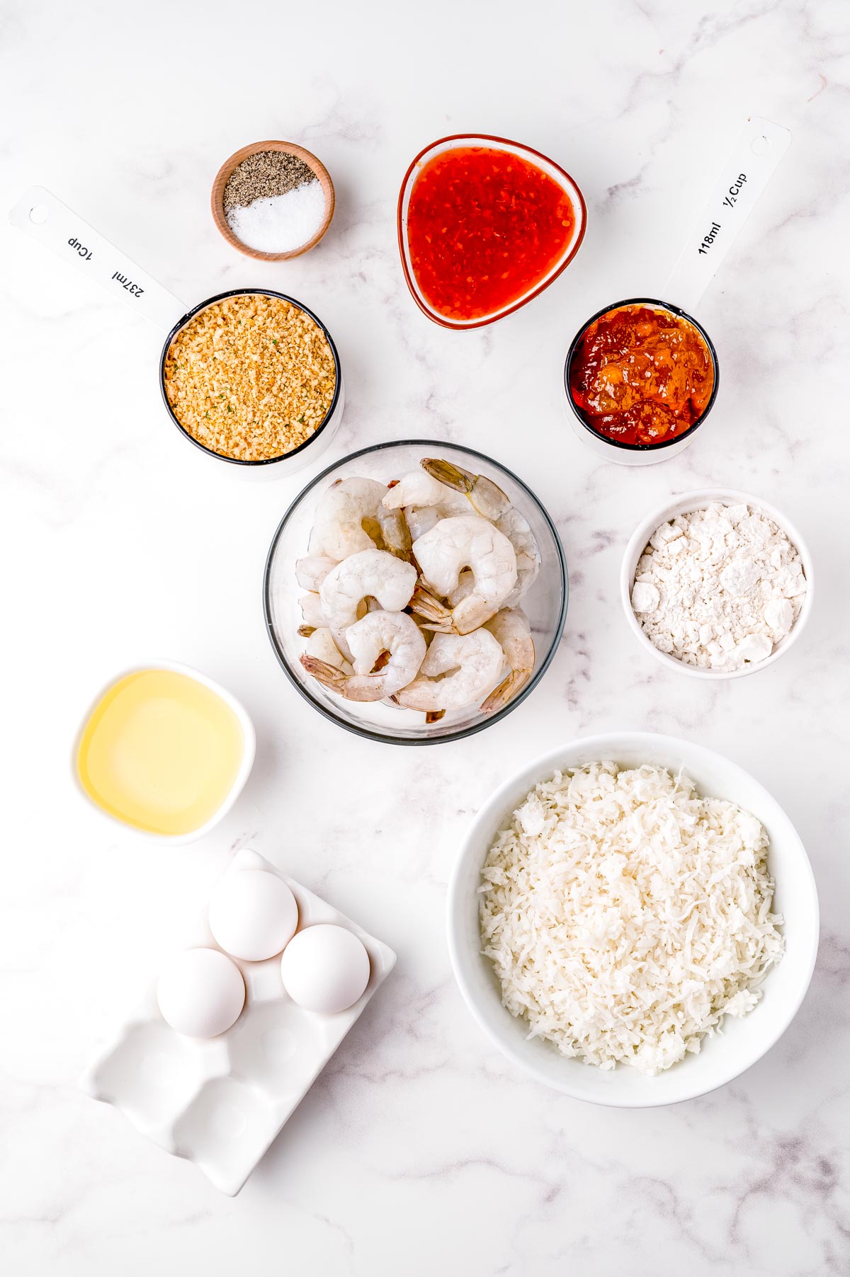 An overhead picture of all of the ingredients needed to make this recipe.