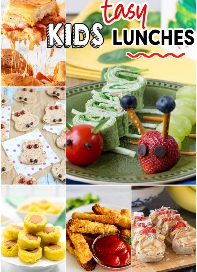 A collage showing some of the Lunch Ideas For Kids At Home.