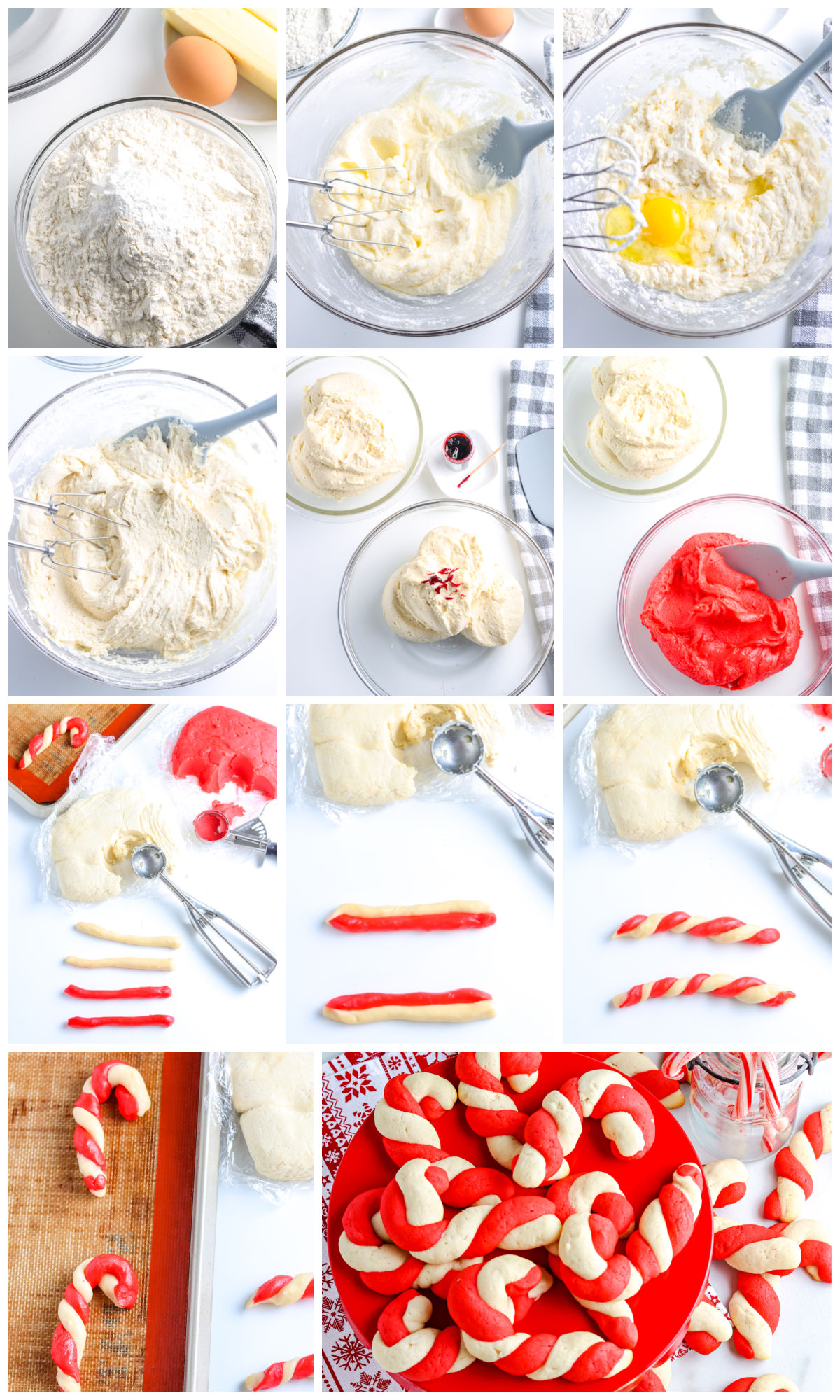 A picture collage showing how to make these Christmas cookies.