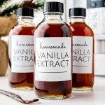 A close up picture of the finished Instant Pot Vanilla Extract recipe in gifting jars.