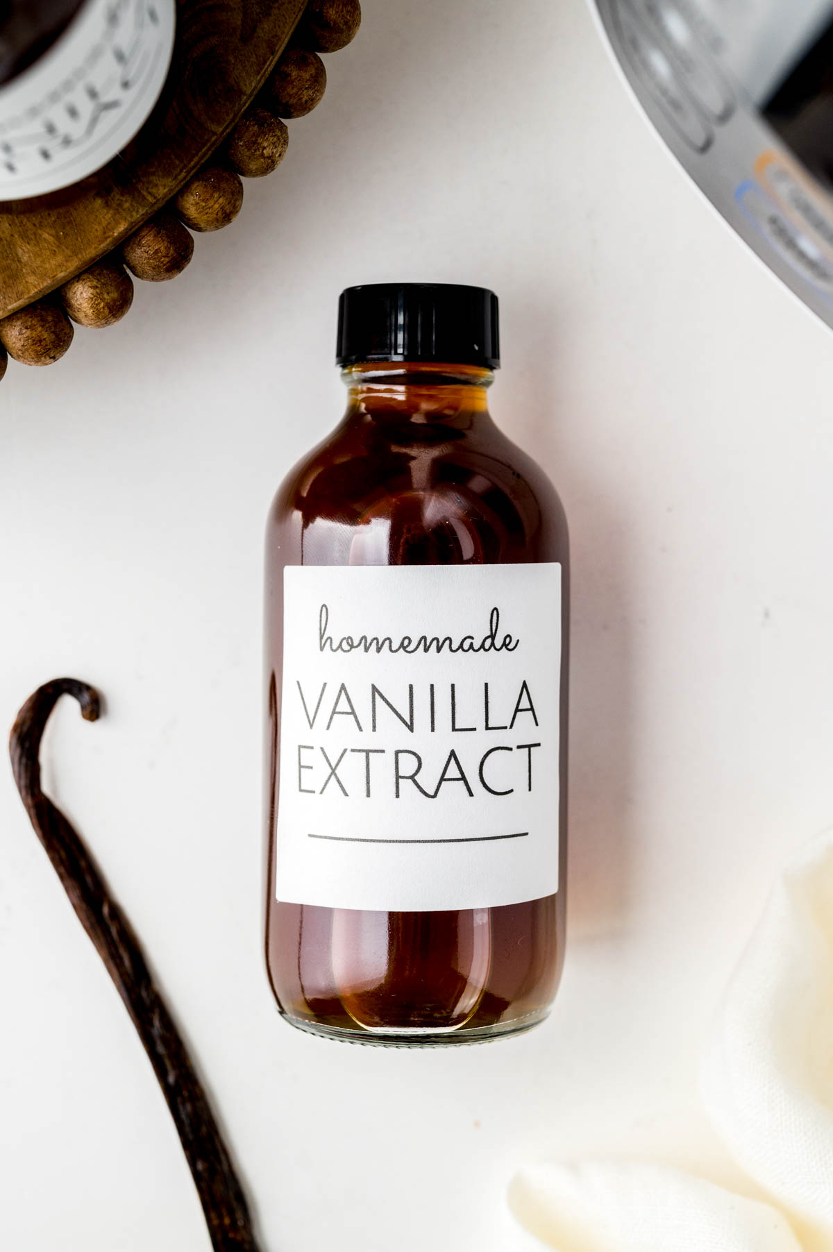 The finished Instant Pot Vanilla Extract in a gifting jar.