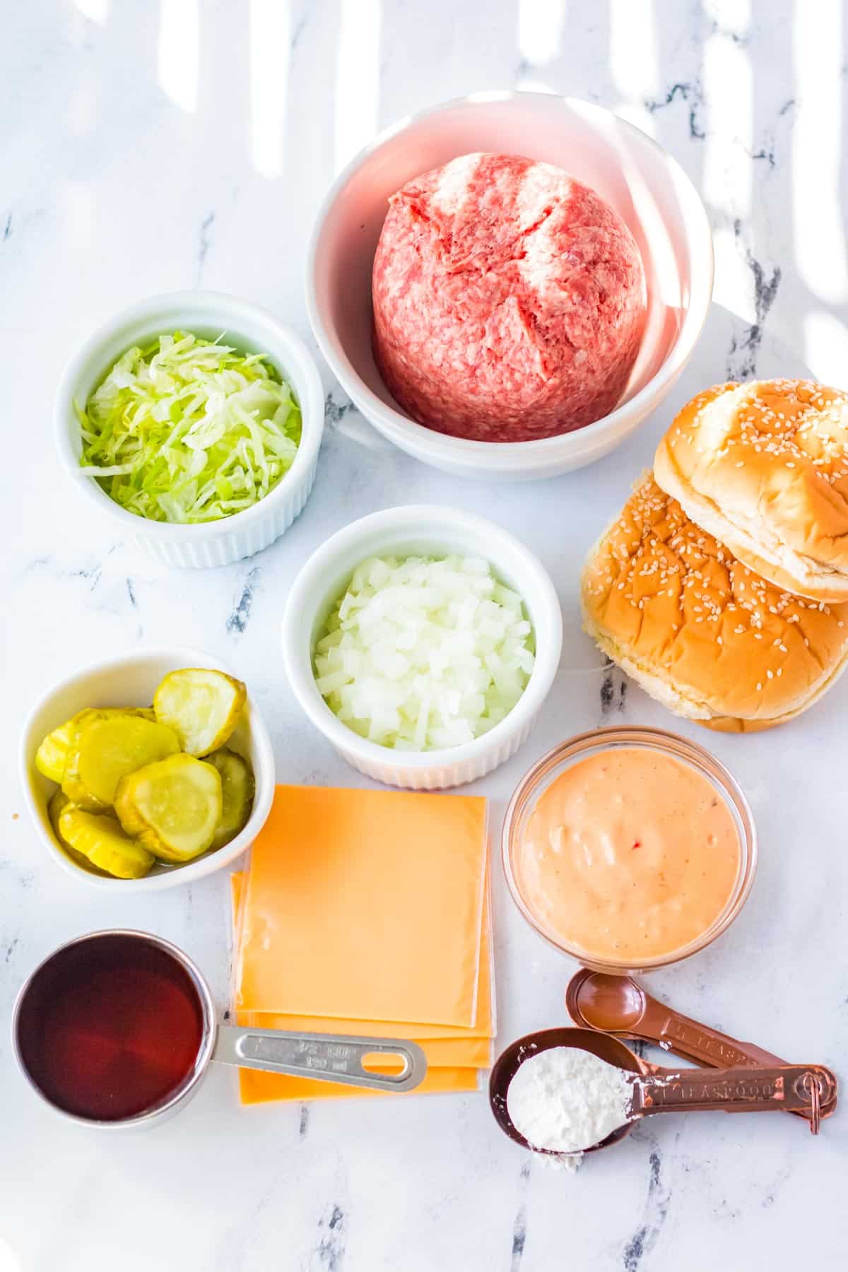 An overhead picture of all of the ingredients needed to make this recipe.