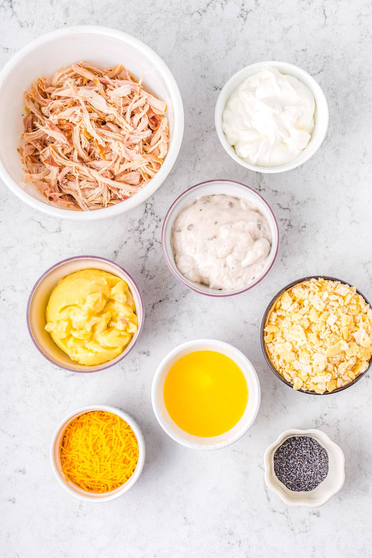An overhead picture of all of the ingredients needed to make this recipe.