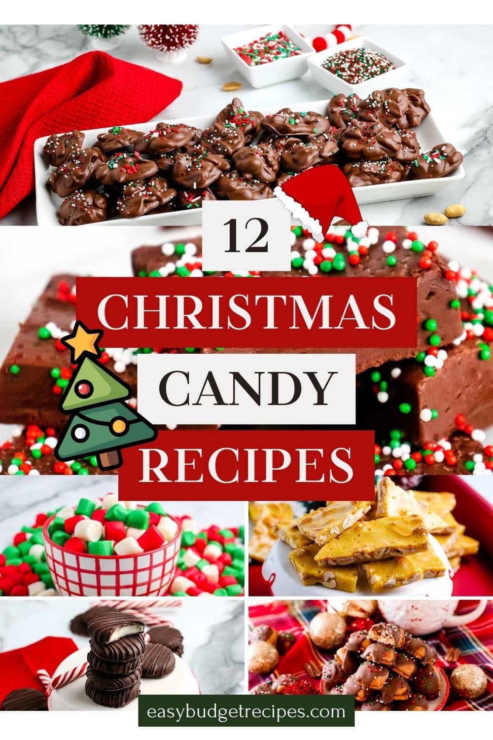 a collage of christmas candy recipes with text overlay
