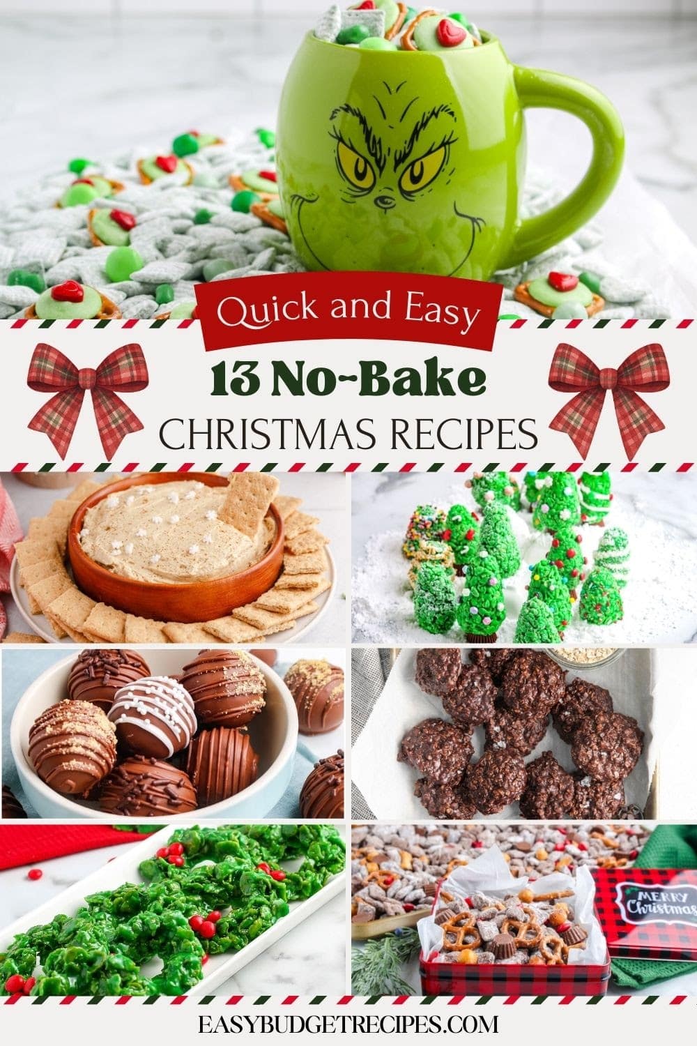a collage of various no-bake Christmas recipes with text overlay