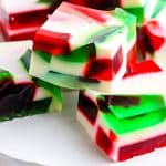 A close up picture of the finished Broken Glass Jello Recipe on a white platter.