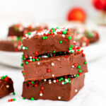 a stack of Christmas fudge slices