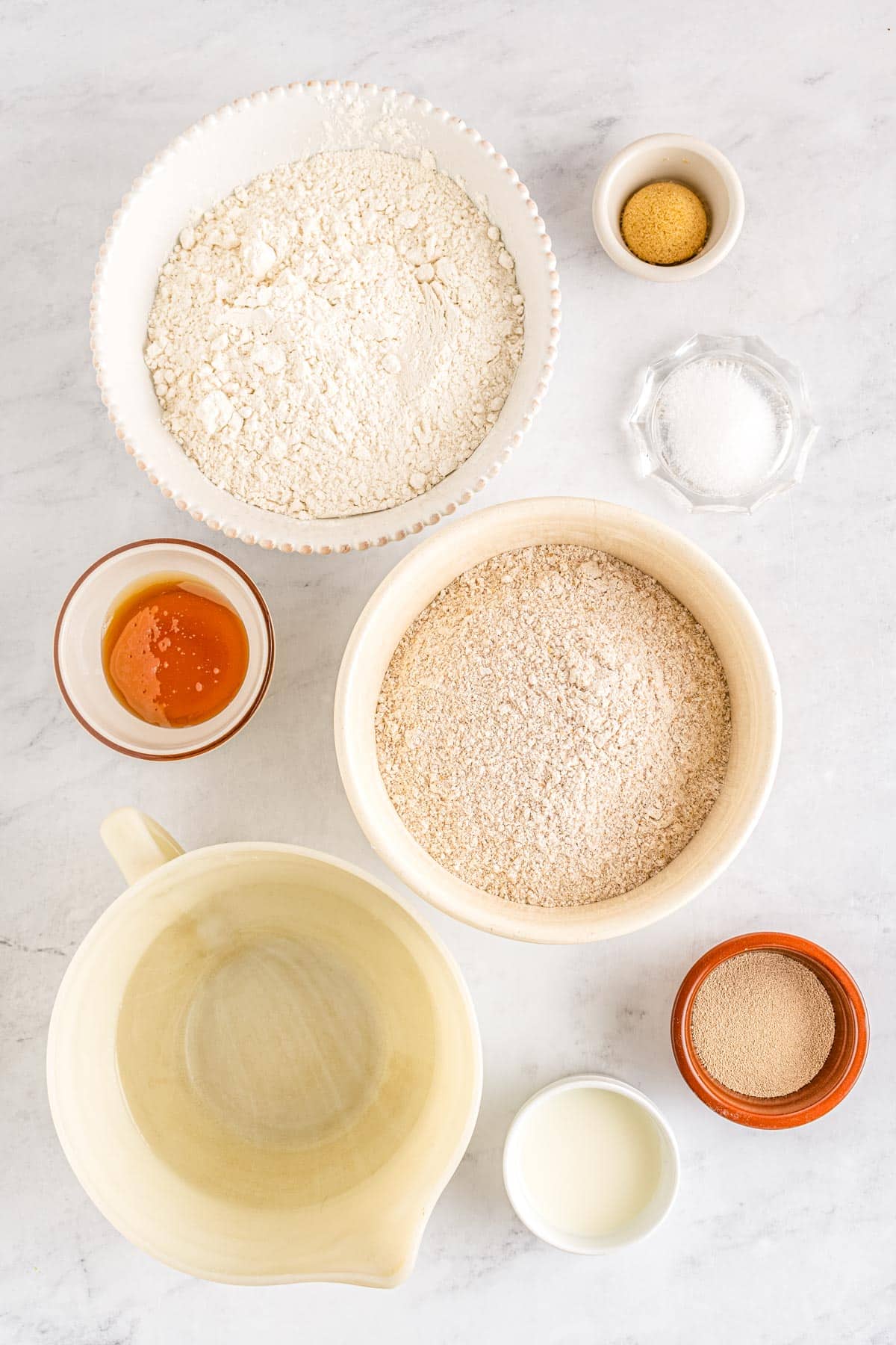 An overhead picture of all of the ingredients needed to make this recipe.
