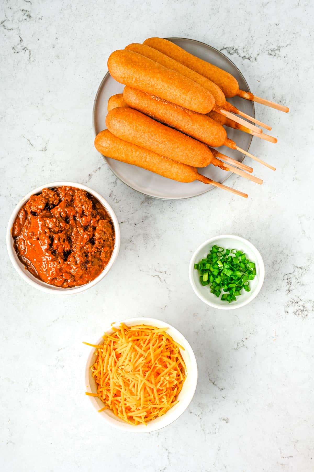 An overhead picture of all of the ingredients needed to make this recipe.