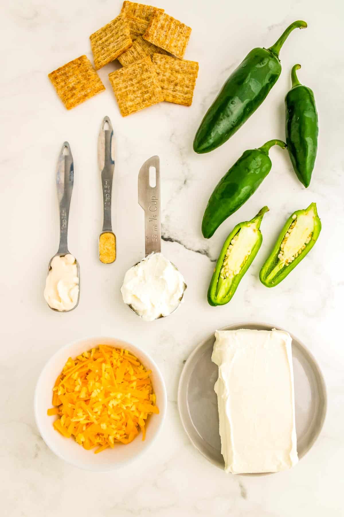 An overhead picture of all of the ingredients needed to make this recipe.