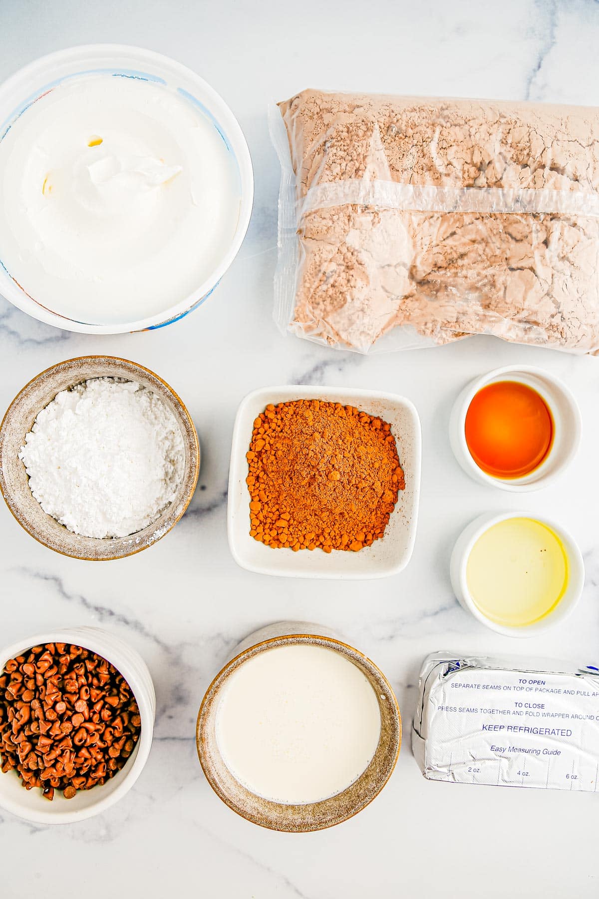 An overhead picture of all of the ingredients needed to make this recipe.