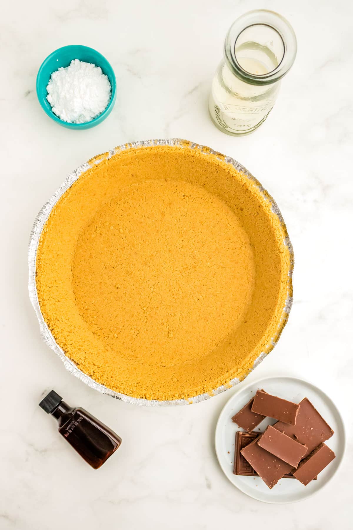 An overhead picture of all of the ingredients needed to make this recipe.