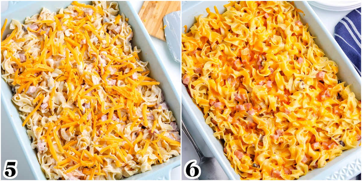 The casserole both before and after baking it.