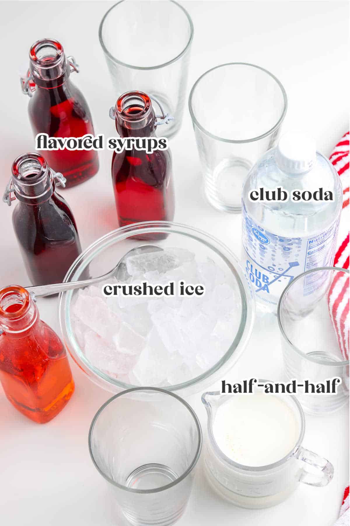 ingredients for Italian Sodas with text overlay