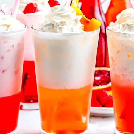A close up picture of finished Italian Cream Sodas.
