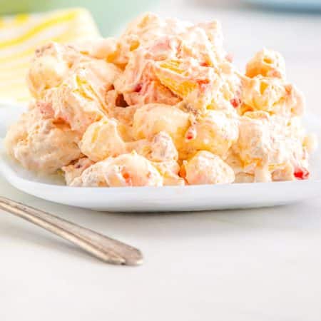 A close up picture of Pineapple Fluff on a serving plate.