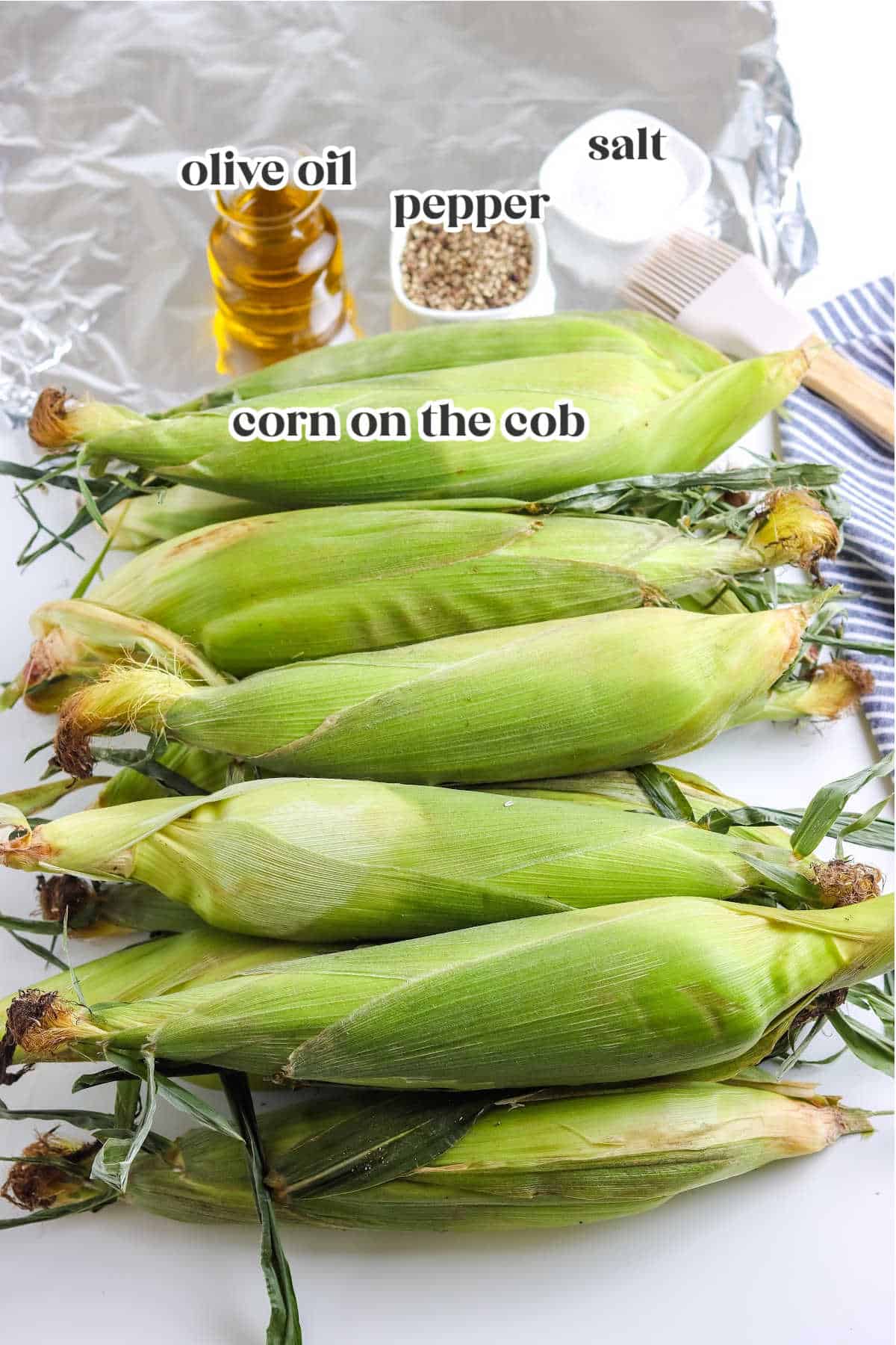 ingredients for grilled corn on the cob with text overlay