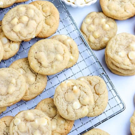 The finished banana cookies recipe on a wire rack.