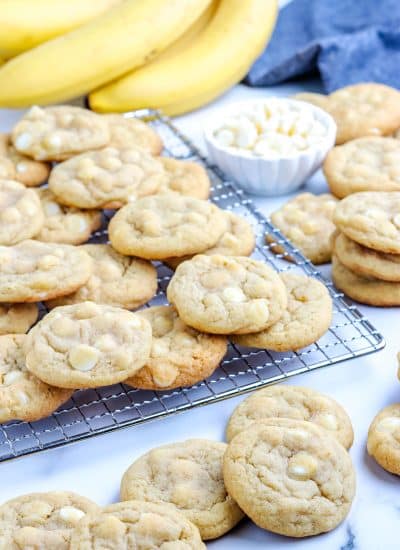 Banana Pudding Cookies on a wire rack.