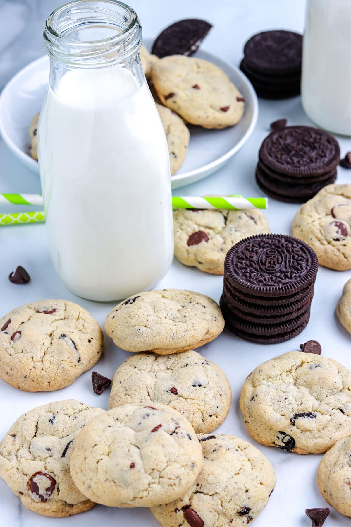 A pile of the finished Cookies and Cream Cookies. 