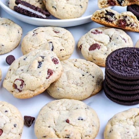 The finished Cookies and Cream Cookies on a counter.