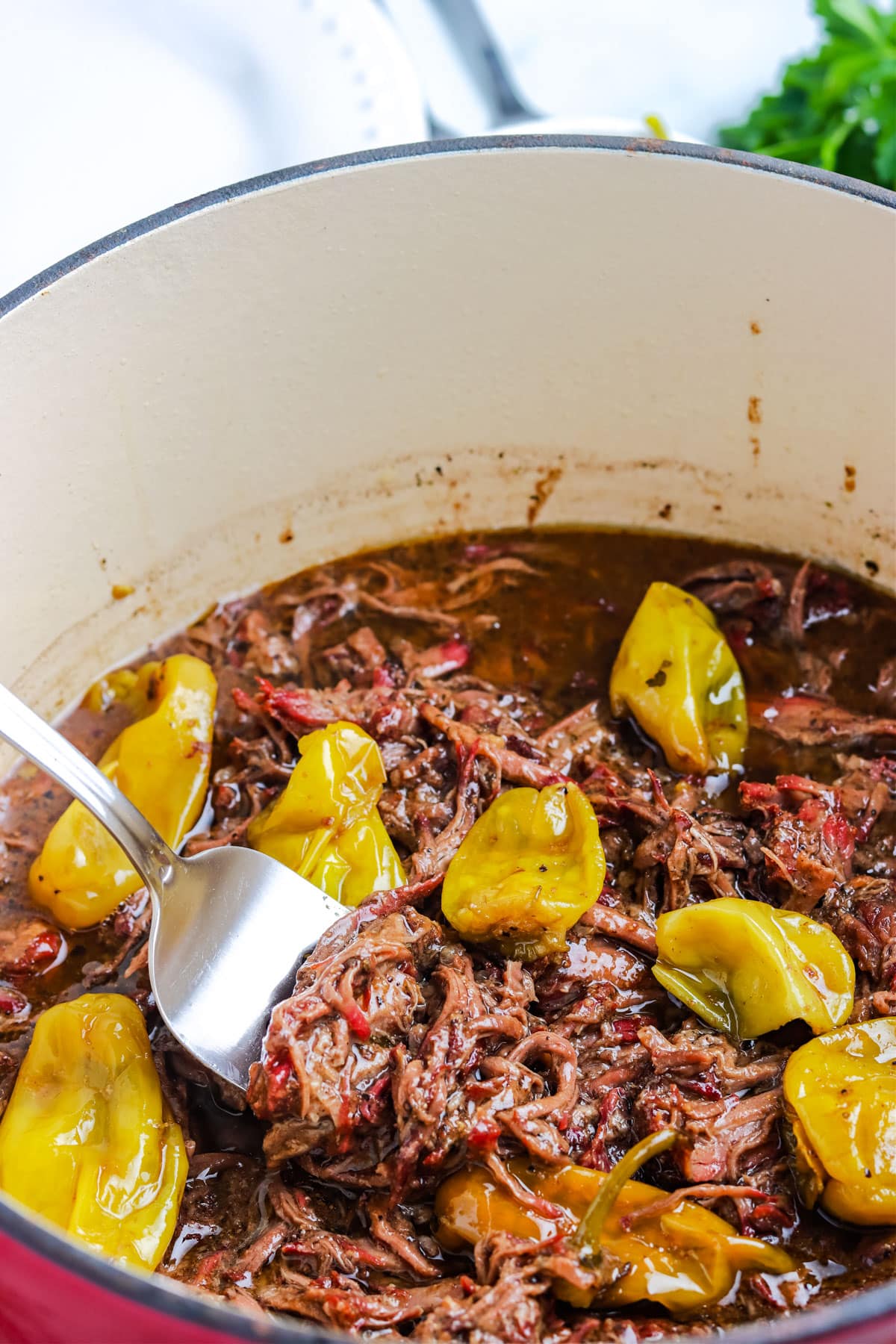 Mississippi Pot Roast made in a smoker.