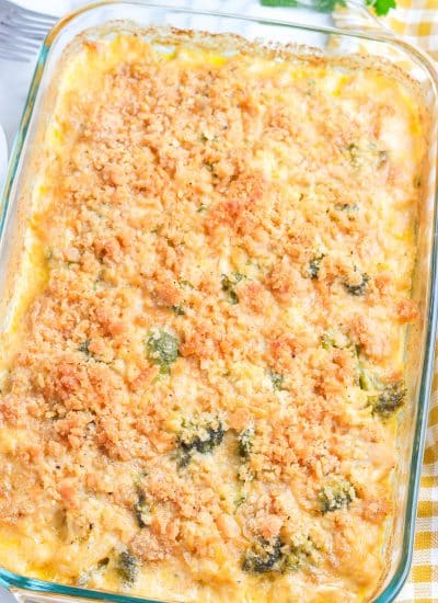 An overhead picture of the finished Cauliflower Casserole.