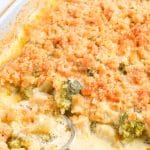 The interior of the Cheesy Cauliflower Casserole.