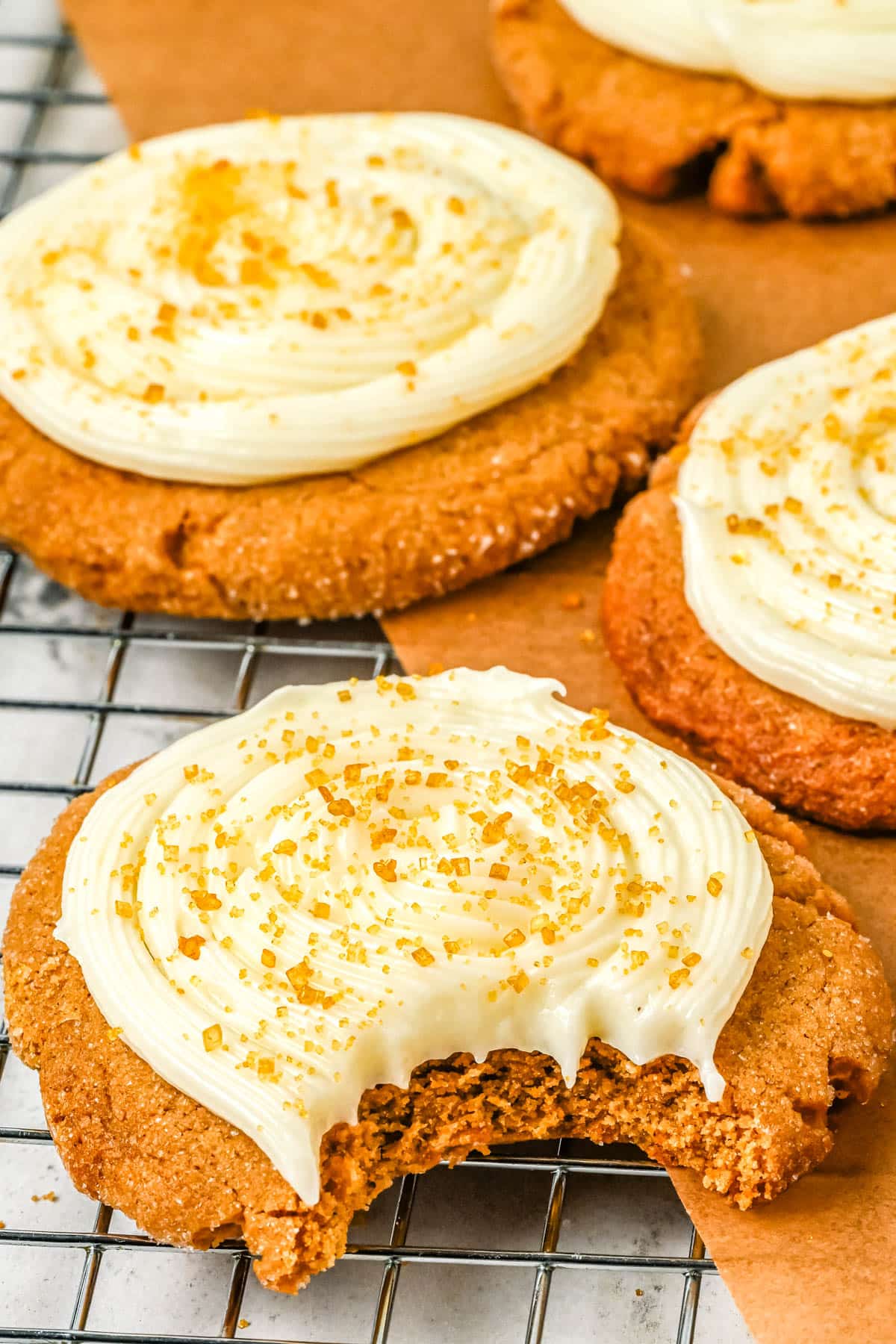 A Soft Gingerbread Cookie with a bite taken out of it.