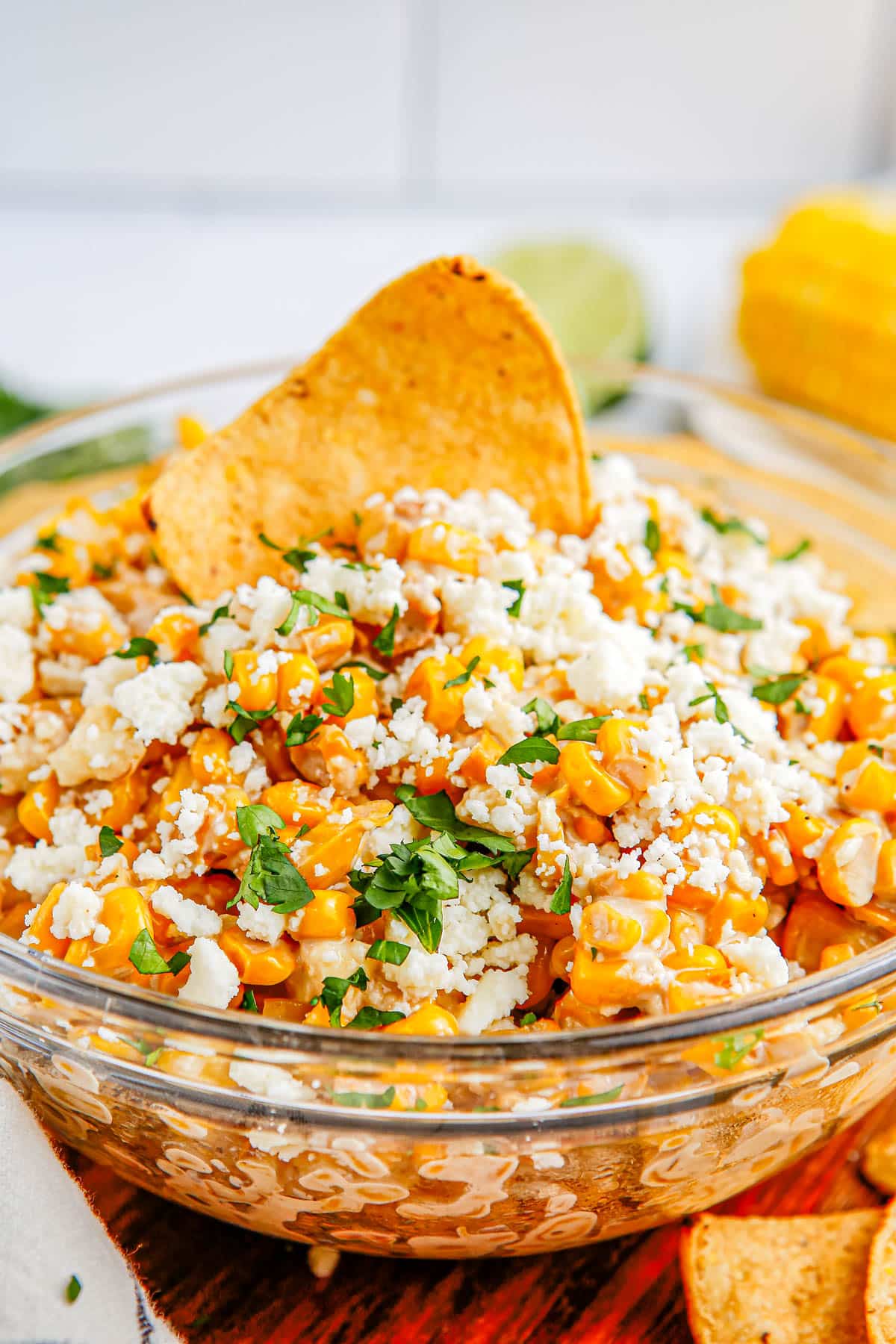 Mexican Street Corn Dip recipe in a bowl.