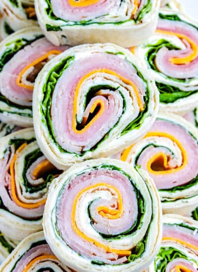 Close up picture of the finished Pinwheel Sandwiches.