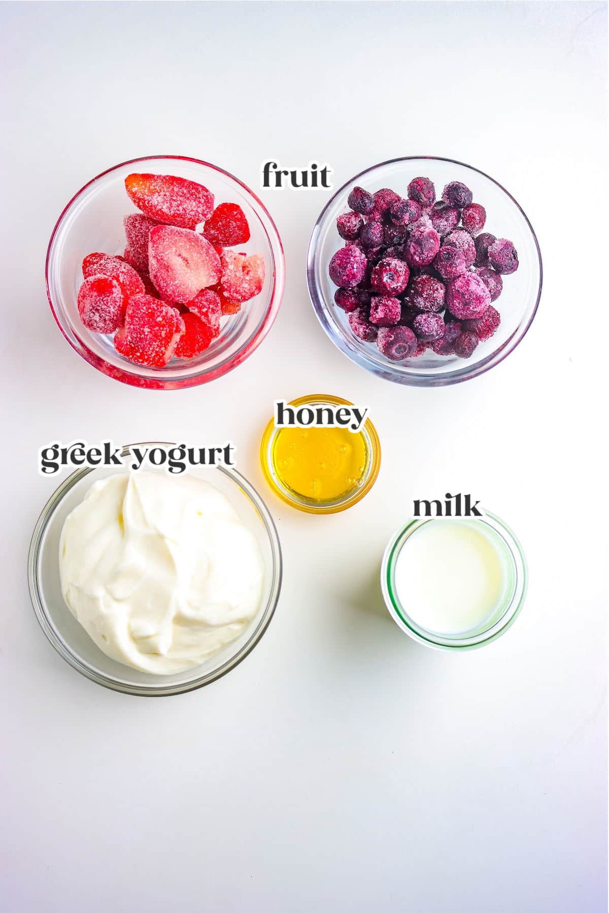 ingredients for yogurt drinks with text overlay