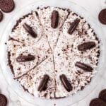 The finished Oreo Pie cut into eight pieces.