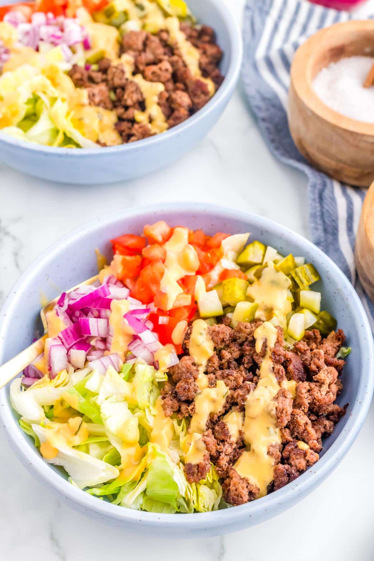 Two assembled bowls ready to eat.