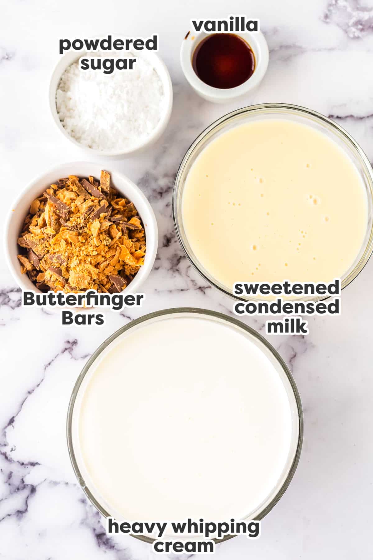 The ingredients to make this recipe with text overlay labeling each ingredient.
